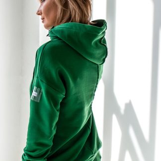 Leisure jumper SPORT UNI with take off hoodie green