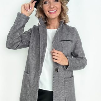 Gray wool jacket with chain