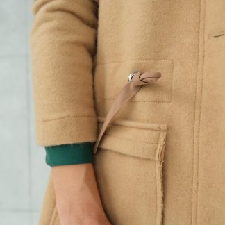 Brown wool jacket with a strap