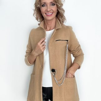 Light brown wool jacket with a chain